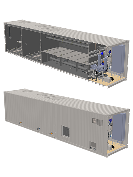 3D uitwerking van de containeropstelling.