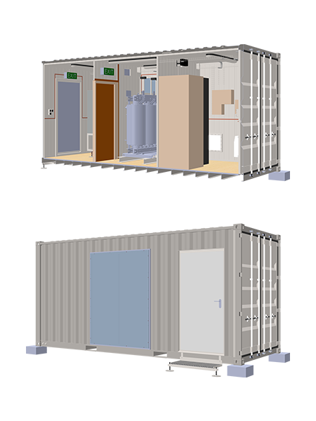 3D uitwerking van de containeropstelling.