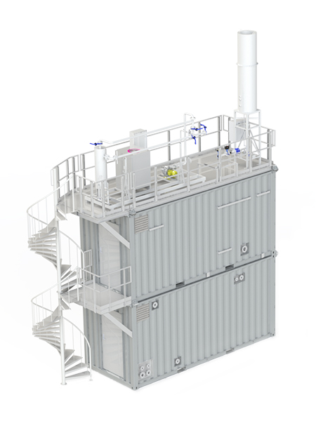 3D uitwerking van de containeropstelling.